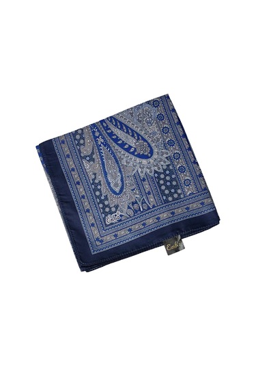 Enba Pamuklu Etnik Desenli Soft Eşarp Lacivert - Indigo