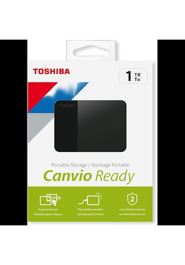 Toshıba Hdtp310ek3aa, Canvio Ready, 1tb, 2.5" Usb 3.0, Taşınabilir, Harici Hdd, Black