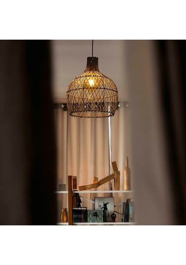 Rattan Avize Bambu Sarkıt: Shadow 40Cm