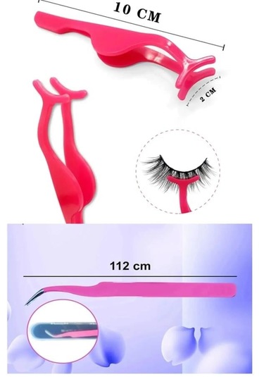 İpek Kirpik Seti Kirpik Tutucu Cımbızlı 2'li Set