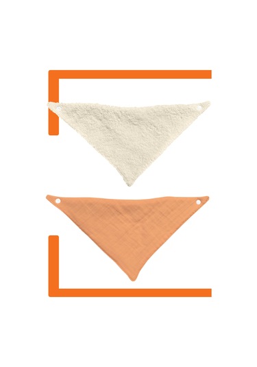 Bebek Ağız Bezi Salya Önlüğü Fular Çok Amaç 2'li K-bej Bej - Kiremit