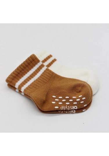 Bistyle Çemberli Kaymaz Soket Çorap 2'li Bs10125 Ekru Hardal Ekru Hardal