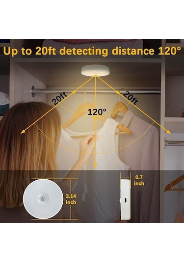 Bej Hareket Sensörlü Işık Kablosuz Led Gece  Dekoru Odası Koridor Işığı Çok Renkli