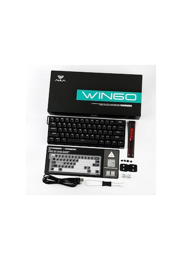 Aula Win60 He Manyetik Klavye Rapid Trigger Graywood Swtich 8000hz Rgb Tkl Hot Swap Oyuncu Klavyesi Siyah