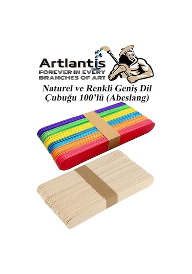 Renkli Dil Çubuğu Geniş 50 Adet Naturel Dil Çubuğu Geniş 50 Adet 1 Paket Renkli Ve Renksiz Abeslang Dil Basma Çubuğu