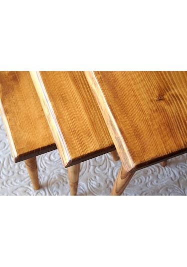 Doğal Ağaç Masif Kütük 3’Lü Zigon Sehpa (361414305)