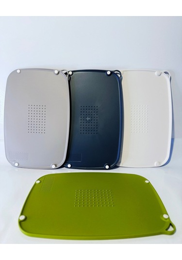 Mercansa Kaymaz Ayaklı Çift Taraflı Renkli Plastik Kesme Ve Doğrama Tahtası - Kaydırmaz Taban, Sarımsak Ezme Alanlı Renkli