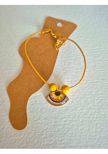 Glamglamour Mat Sarı Deri Göz Bayan Halhal