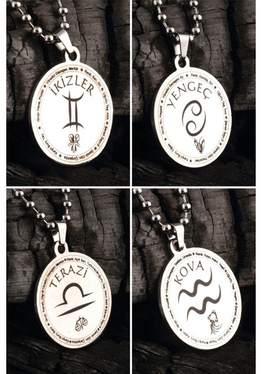 12 Burç Bayan Erkek Çelik Kolye Top Zincir Ckl0Burclar-Gms Çelik