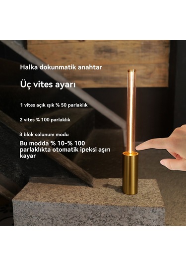 Modern Minimalist Atmosfer Işığı Kısılabilir Ortam Aydınlatma, Dokunmatik Kontrol Başucu Gece Lambası 金色 Diğer