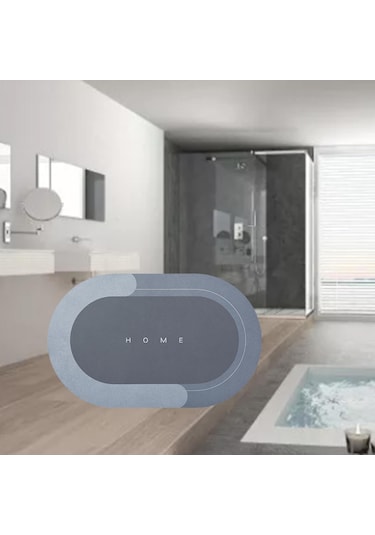 Suntek Kapı Paspası Giriş Çabuk Kuruyan Halı Zemin Mavi 40x60cm Oval