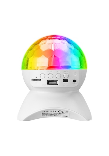 Mikado Md X740 Beyaz Şarjlı Bt Tf Cart Usb Tavan Led Işıklı Disko Topu Speaker