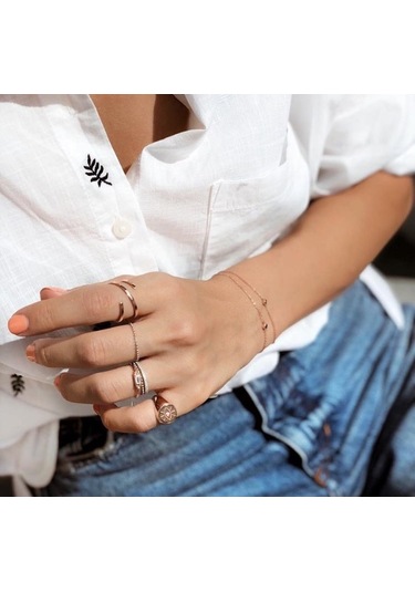 Küçük Parmak Yüzük Signed Ring Nazar Gözü İfadeli -10383-g-w Gold