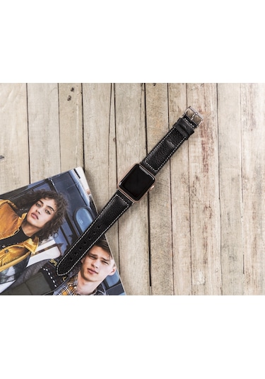 Apple Watch Uyumlu Deri Kordon 42-44-45mm Nm4-as1 Siyah Diğer