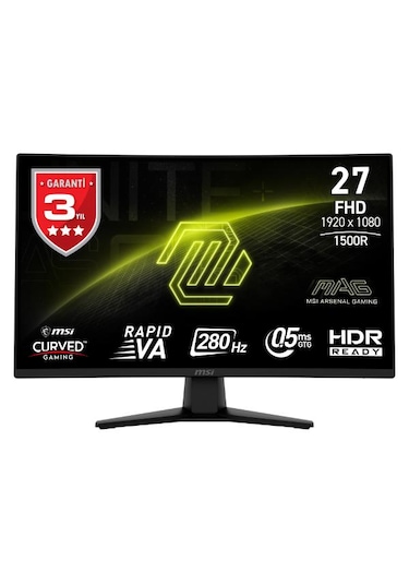 MSI MAG 274CXF 27" 1920x1080 FHD Curve 1500R RAPID VA 280 HZ 0.5MS (GTG) ADAPTIVE-SYNC Gaming Monitör