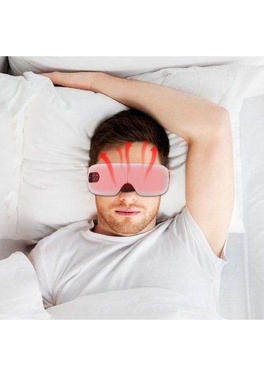 Leezsing Termal Titreşimli Elektrikli Göz Masaj Cihazı, Dahili Pil, Ayarlanabilir Elastik Bant, 4 Seviyeli Sıcaklık, Bt Müzik Bağlantısı, Beyaz