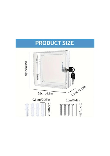 Motion003 1 Adet Anahtarlı Şeffaf Termostat Kilit Kutusu Şeffaf Hvac Koruma Kutusu 2 Güvenlik Anahtarı Dahil 16x15x6cm