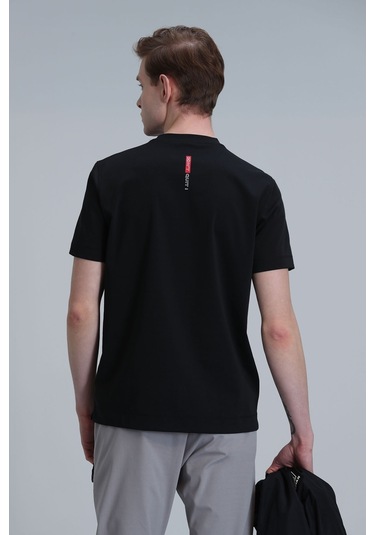 Lufian Erkek Carlos Modern Grafik T-shirt 111020211 Siyah