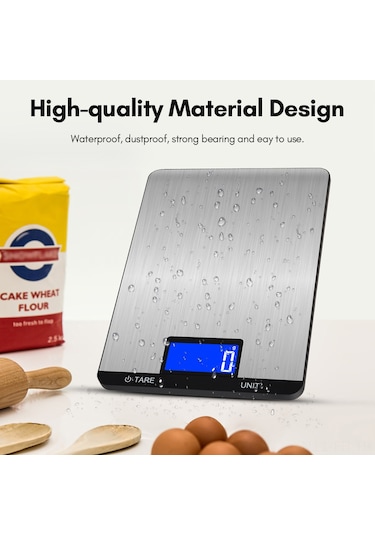 Folinda Dijital Mutfak Terazi 10kg Hassas Ölçüm, 7 Birim, Lcd Ekran, Tare Fonksiyonu, Çelik Üst, Usb Şarjlı Siyah