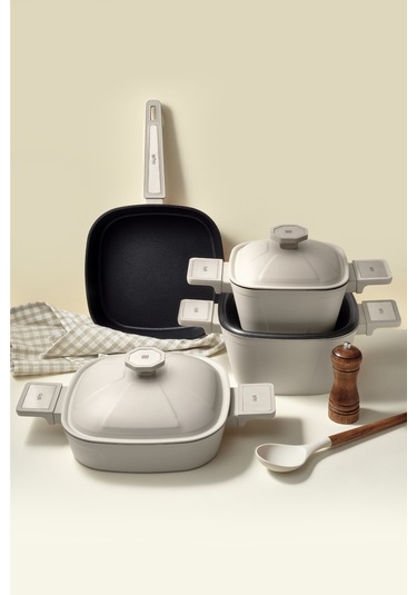 Brett 7 Parça Tencere Seti Krem Krem