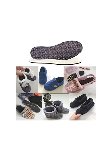 1 Çift Hobi Örgü Panduf Patik Tabanı Kaydırmaz -Eva- Yün Keçe 3 K (550662519)