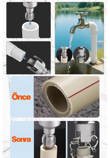 2 Li Set İç Dış Plastik Boru Diş Açma Seti 1/2 Ve 3/4 İnç Borularla Uyumlu