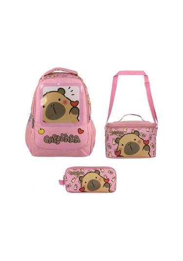 Capybara Kız Çocuk - Pembe İlkokul Üçlü Çanta Seti - Setcpb5212a Çok Renkli