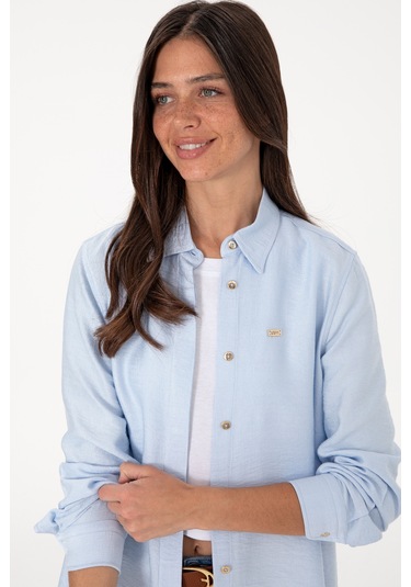 U.s. Polo Assn. Kadın Açık Mavi Gömlek Tunik Dokuma 50306411-vr003 Acık Mavı
