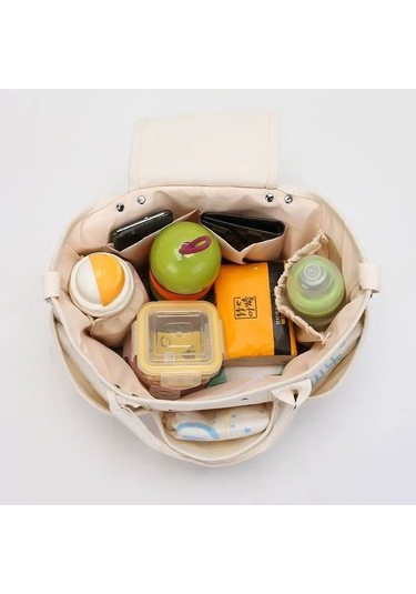 Vkemall Mama Çanta Bej Oxford Kumaş: Termal Isı Saklama, Çoklu Bölmeli, Stroller Uyumlu, Kol/omuz/çapraz Taşıma Seçenekli Bej