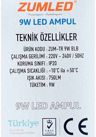 Zumled 9w Beyaz Led Ampul Royaleks-201