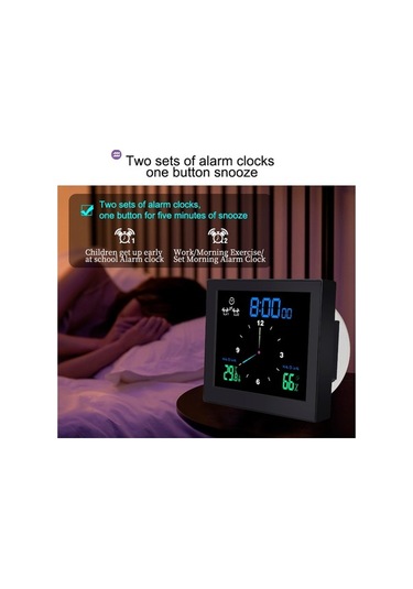 Ulzyvf Usb-pil Termohigrometreli Snooz, Saat, Renkli Montaj, Masa/duvar Ekran Dijital Destek, Çift Çalar Er