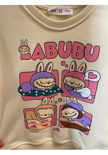 Aysbebe Labubu Baskılı Sweat Kız Çocuk Krem 2254