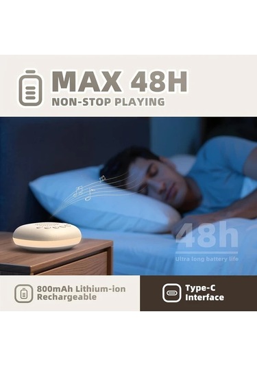 Elmpaly Mini Hoparlör, Usb Beyaz Gürültü Makinesi, 20 Yatıştırıcı Ses, Zamanlayıcı, Taşınabilir Müzik Çalar