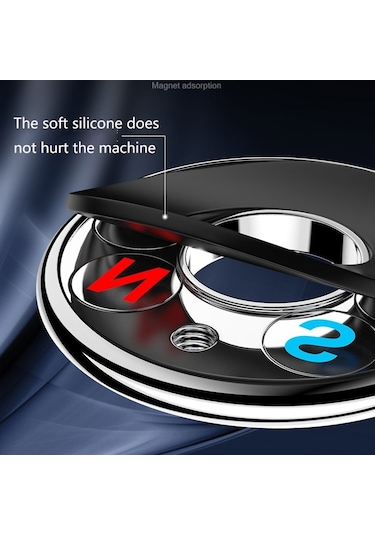 Sones Q6 Araba Manyetik Cep Telefonu Tutucu Yuvarlak Araba Dashboard Navigasyon Braketi Gümüş