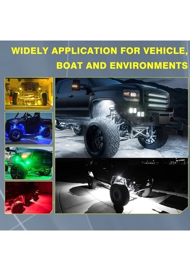 Dashanshop 4'lü Yeşil Led Rock Işıkları Toz Geçirmez Neon Underglow Utv Atv Kamyon