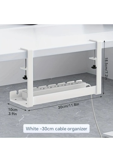 Xuweiwei 1 Adet Beyaz 30cm Masa Altı Kablo Tepsisi Deliksiz Çelik Kablo Organizatörü Ev Depolama Beyaz