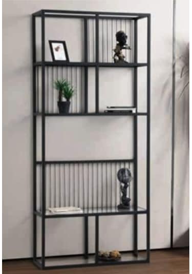 Sera Kitaplık Siyah Çok Amaçlı Raf Ünitesi 80x30x180 Cm