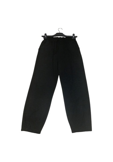 Kadın Beli Lastikli Cepli Paçası Pensli Spor Pantolon Siyah