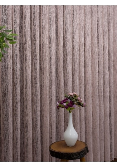 Pudra,pembe 3 Kat Pileli Tül Perde Cam Kırığı Yeni Moda Tül Perde Pudra - Pembe