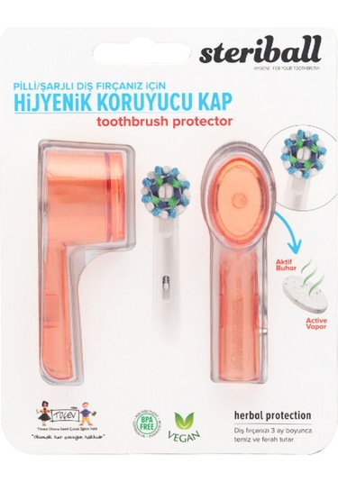 Steriball Pilli Veya Şarjlı Diş Fırçaları İçin Hijyenik Diş Fırçası Kabı - Turuncu