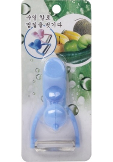 Erkek Şekilli Meyve Sebze Mutfak Bıçak Soyucu Dayanıklı Abs Saplı Mavi Diğer