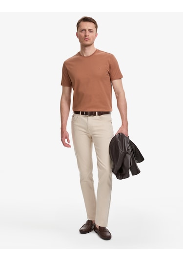 Pierre Cardin Erkek Açık Kahverengi Tişört Basic 50325307-vr002