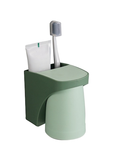 Neevoyu Yeşil Renkli, Deliksiz Duvar Kurulu Manyetik Fırça Bardak Seti - Su Tüpü Önleyici, Hızlı Kurutma, Odak Tasarımı Fırça Ve Macun Hariç Yeşil