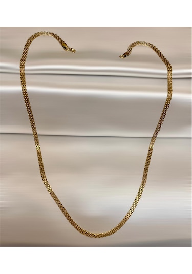Gold Hasır Örme Çelik Zincir Erkek Kolye 65 Cm 5mm Gold