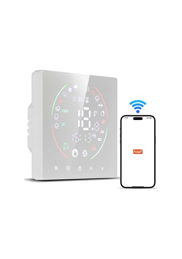 Monyee Tuya Wifi Akıllı Termostat: Tam Dokunmatik Kontrol, Çocuk Kilidi, 16a Elektrikli Isıtma, Ntc Sensör, Programlanabilir Modlar - Beyaz