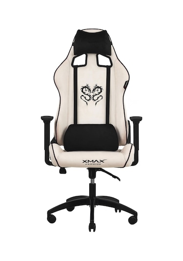 Rio Plus Balerion Terletmez Kadife Kumaş Beyaz Gaming Oyuncu Koltuğu -7 Beyaz