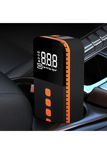 Wezone Siyah Akıllı Araç Lastik Hava Pompa - 5 Modlu Otomatik Durdurma, Büyük Sayıcı, Led Işık Ve Powerbank Özellikli Taşınabilir Elektrikli Pompa