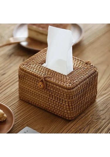 Besthome1 Sarı Renk Ahşap Rattan Peçete Tutucu: Masa Üstü, Organize, Rustik, Dayanıklı Diğer