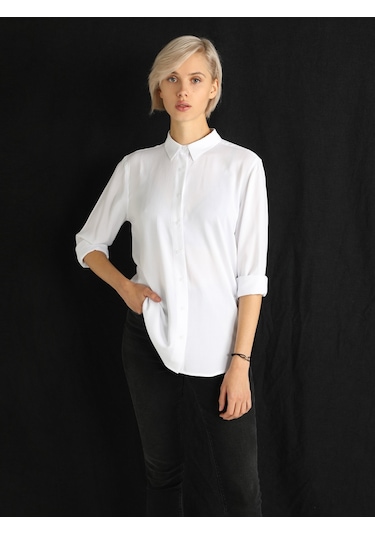 Colin's Basic Regular Fit Kadın Beyaz Uzun Kol Gömlek CL1050927_Q1.V1_WHT Beyaz