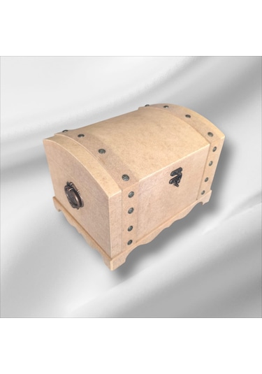 Ahşap Boyanabilir Takı-makyaj-aksesuar- Dekoratif Klipsli Orta Boy Çok Amaçlı Sandık Kutu